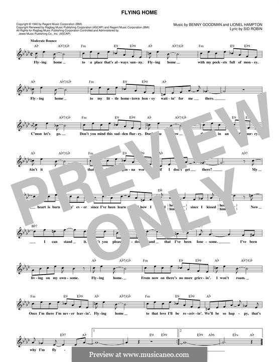 Flying Home: Melody line by Benny Goodman, Lionel Hampton