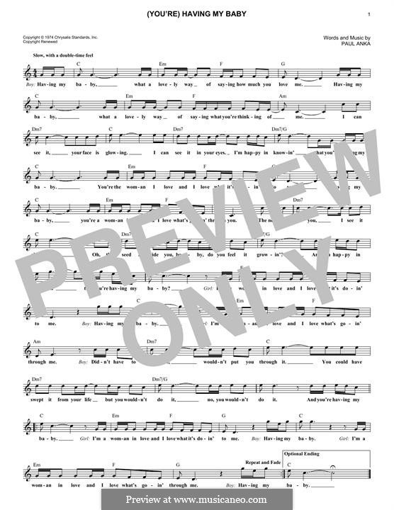 You're Having My Baby: Melody line by Paul Anka