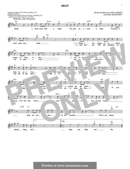 Help! (The Beatles): Melody line by John Lennon, Paul McCartney