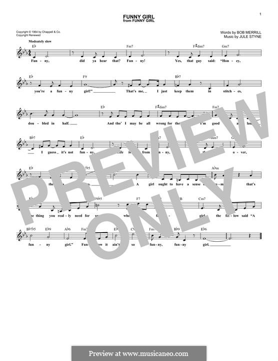 Funny Girl (Barbra Streisand) by J. Styne sheet music on MusicaNeo