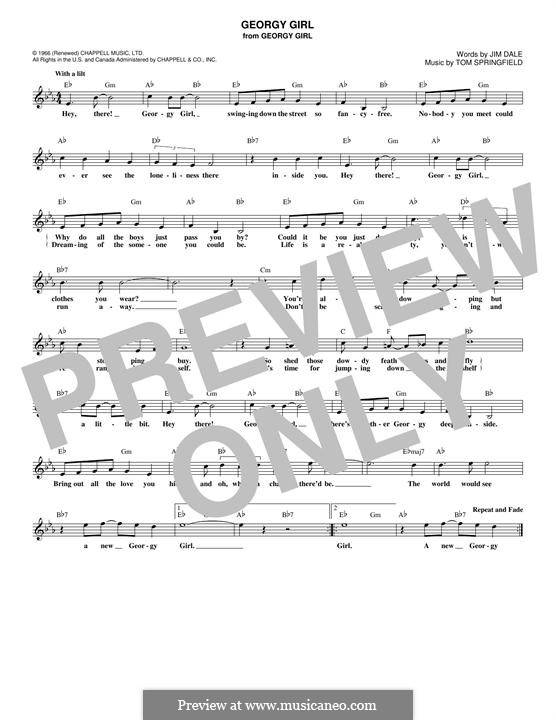 Georgy Girl (The Seekers): Melody line by Jim Dale, Tom Springfield