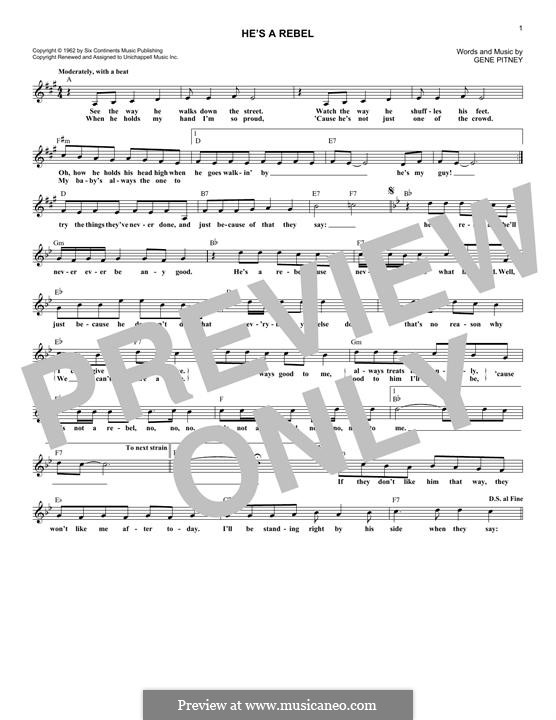 He's a Rebel (The Crystals): Melody line by Gene Pitney