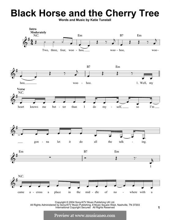 Black Horse and the Cherry Tree: Melody line by KT Tunstall