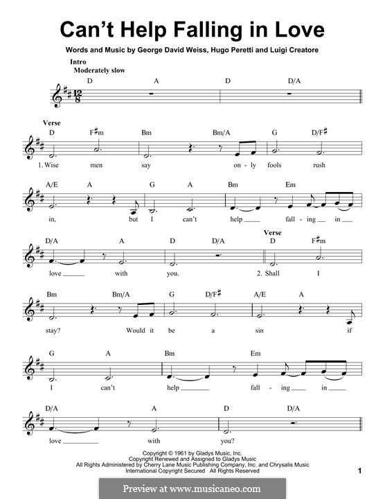 Can't Help Falling in Love by G.D. Weiss, H. Peretti, L. Creatore on