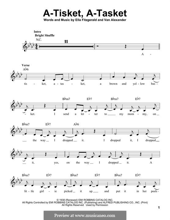A-Tisket, A-Tasket (Ella Fitzgerald): Melody line by Van Alexander