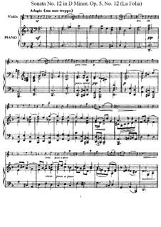 Sonata No.12 'La Folia' (Twelve Sonatas for Violin and Basso