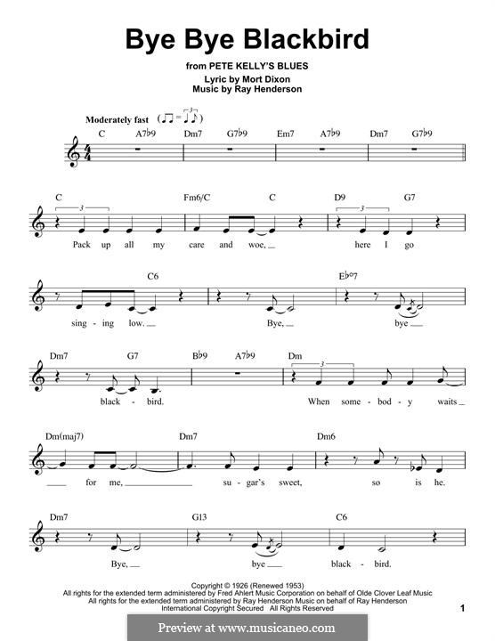 Bye Bye Blackbird: Melody line by Ray Henderson