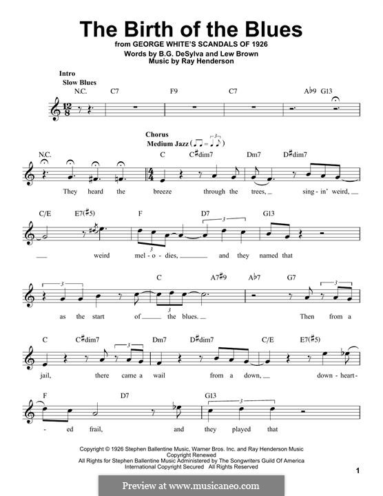 The Birth of the Blues (Frank Sinatra): Melody line by Buddy Gard DeSylva, Ray Henderson, Lew Brown