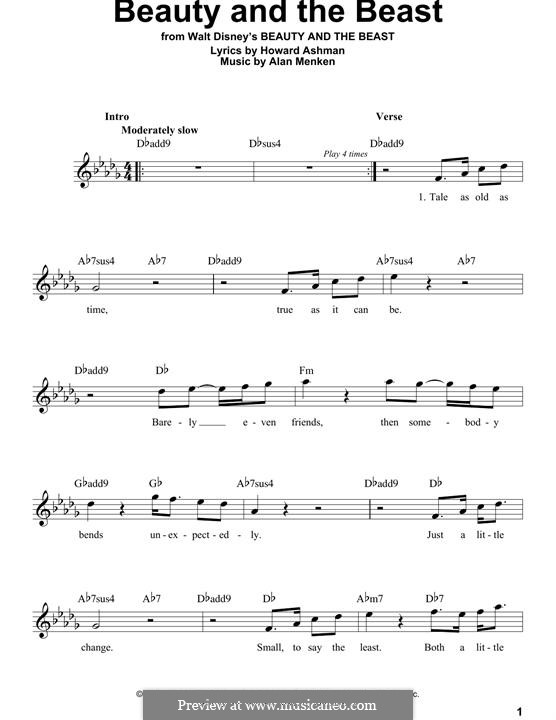 Vocal version: Melody line by Alan Menken