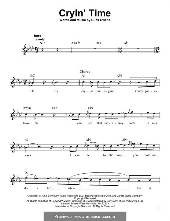 Cryin' Time by B. Owens - sheet music on MusicaNeo