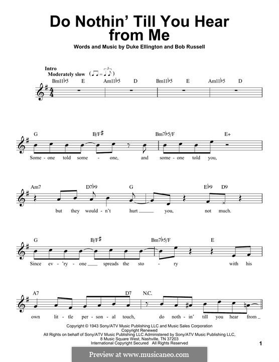 Vocal version: Melody line by Duke Ellington