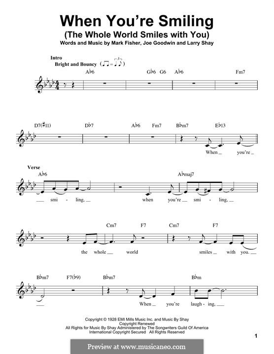 When You're Smiling (The Whole World Smiles with You): Melody line by Joe Goodwin, Larry Shay, Mark Fisher