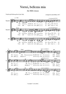 Vorrei, Bellezza Mia (Italian Folksong) for 3 voices: Vorrei, Bellezza Mia (Italian Folksong) for 3 voices by folklore