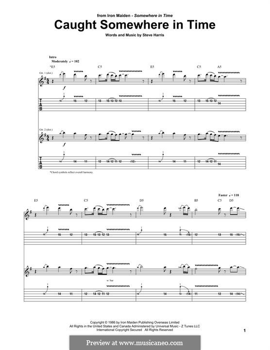 Caught Somewhere in Time (Iron Maiden): For guitar with tab by Steve Harris