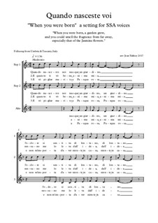 Quando nasceste voi (Italian Folksong) for 3 voices: Quando nasceste voi (Italian Folksong) for 3 voices by folklore