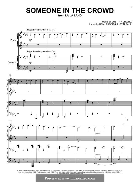 someone in the crowd from la la land by j hurwitz on musicaneo lala land sheet music