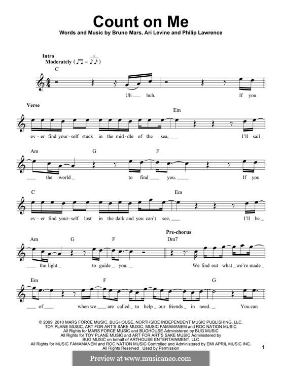 Count On Me By A Levine Bruno Mars P Lawrence On Musicaneo Count On Me By A Levine Bruno Mars P Lawrence On Musicaneo