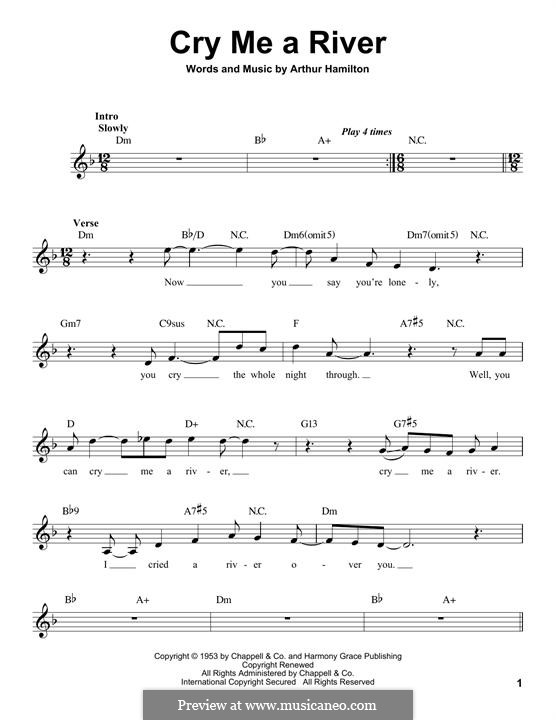 Cry Me a River: Melody line by Arthur Hamilton