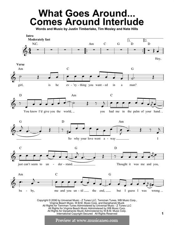What Goes Around...Comes Around Interlude: Melody line by Justin Timberlake, Floyd Nathaniel Hills, Timbaland