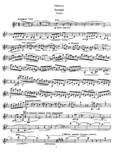 Sonata for Violin and Piano in G Minor, L.140: Solo part by Claude Debussy