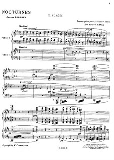 Three Nocturnes, L.91: No.1 Nuages, for Piano by Claude Debussy