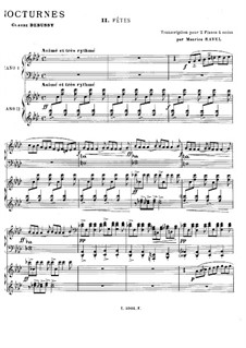 Three Nocturnes, L.91: No.2 Fêtes. Arrangement for two pianos four hands by Claude Debussy