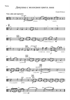 No.8 La fille aux cheveux de lin: For strings and piano – viola part by Claude Debussy