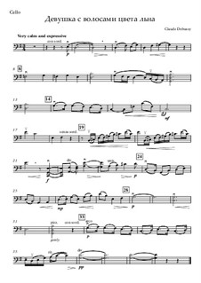 No.8 La fille aux cheveux de lin: For strings and piano – cello part by Claude Debussy
