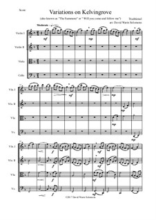 Variations on Kelvingrove (also known as 'The Summons' or 'Will you come and follow me'): For string quartet by folklore