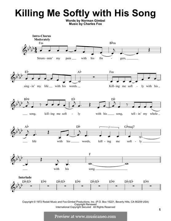 Killing Me Softly with His Song: Melody line by Charles Fox
