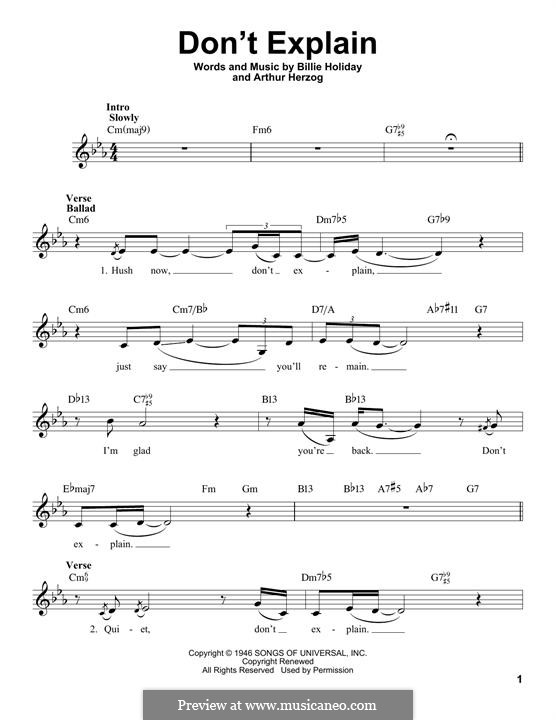 Don't Explain (Nina Simone) by B. Holiday sheet music on MusicaNeo