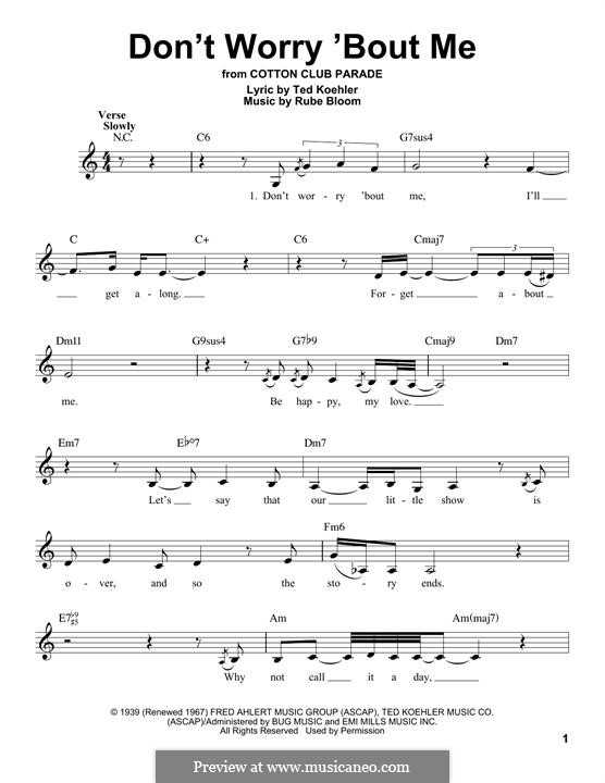 Don't Worry 'Bout Me (Frank Sinatra): Melody line by Rube Bloom