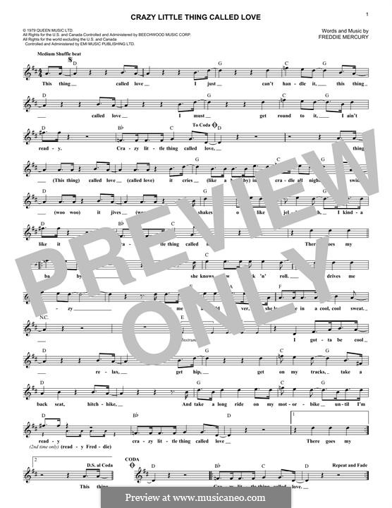 Vocal version: Melody line by Freddie Mercury