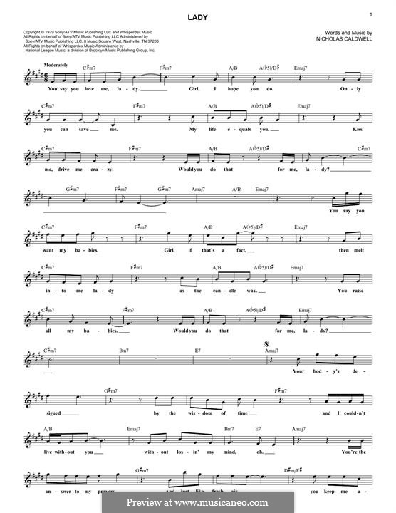 Lady: Melody line by Nicholas Caldwell