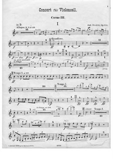 Concerto for Cello and Orchestra in B Minor, B.191 Op.104: Horn III part by Antonín Dvořák