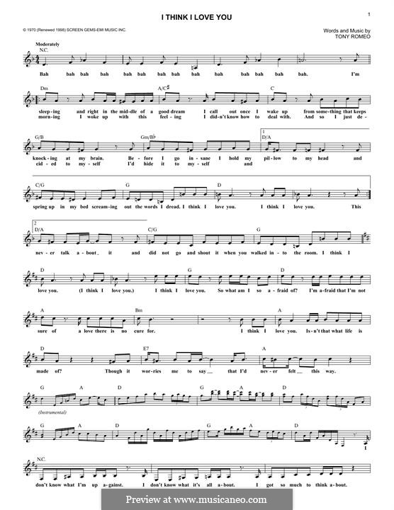 I Think I Love You (The Partridge Family): Melody line by Tony Romeo