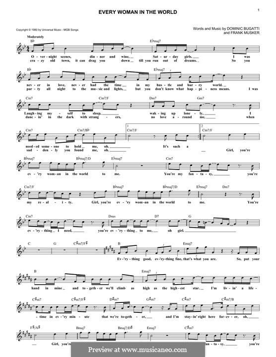 Every Woman in the World (Air Supply): Melody line by Dominic Bugatti, Frank Musker