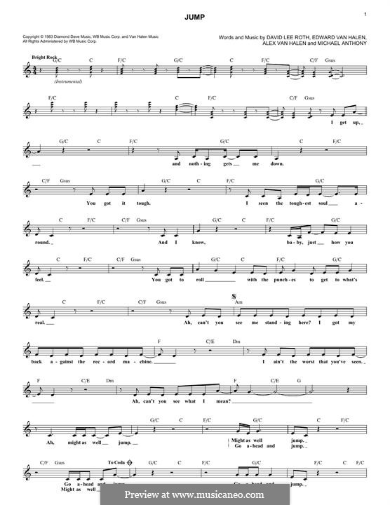 Jump (Van Halen): Melody line by Alex Van Halen, David Lee Roth, Edward Van Halen, Michael Anthony