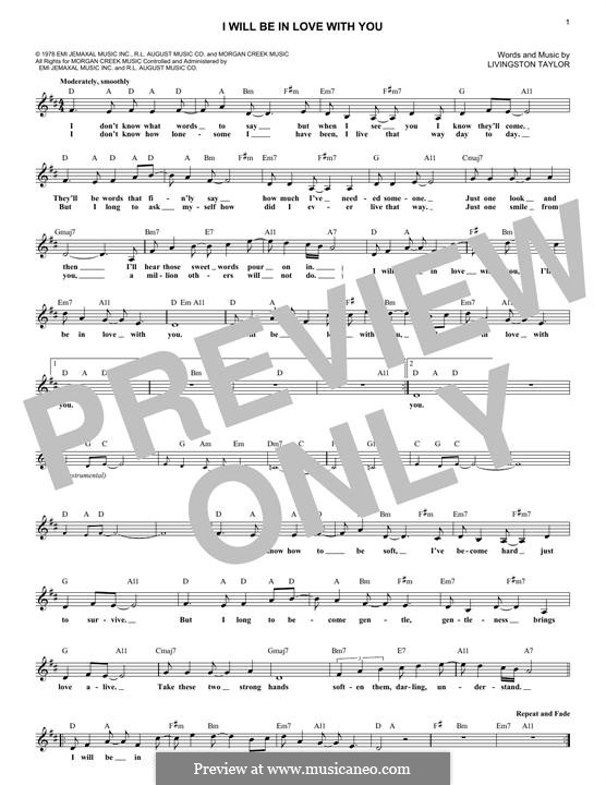 I Will Be in Love with You: Melody line by Livingston Taylor