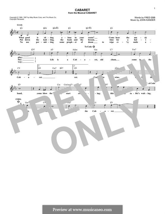 Cabaret (Liza Minnelli): Melody line by John Kander
