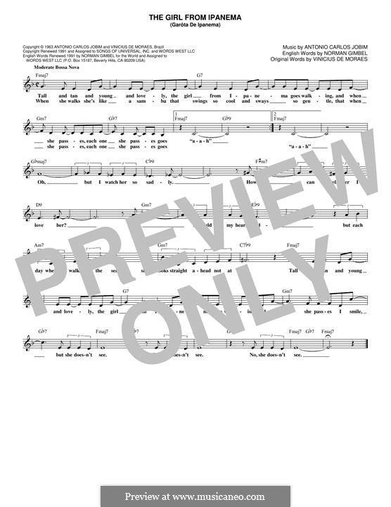Vocal version: Melody line by Antonio Carlos Jobim