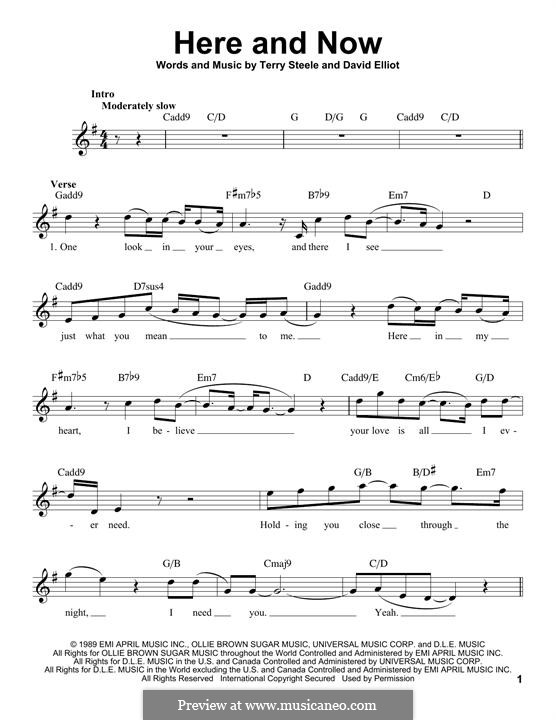 Here and Now (Luther Vandross): Melody line by David Elliot, Terry Steele