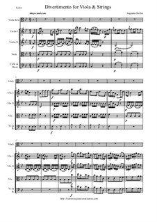 Divertimento for Viola and Strings: Score and all parts by Augustin Holler