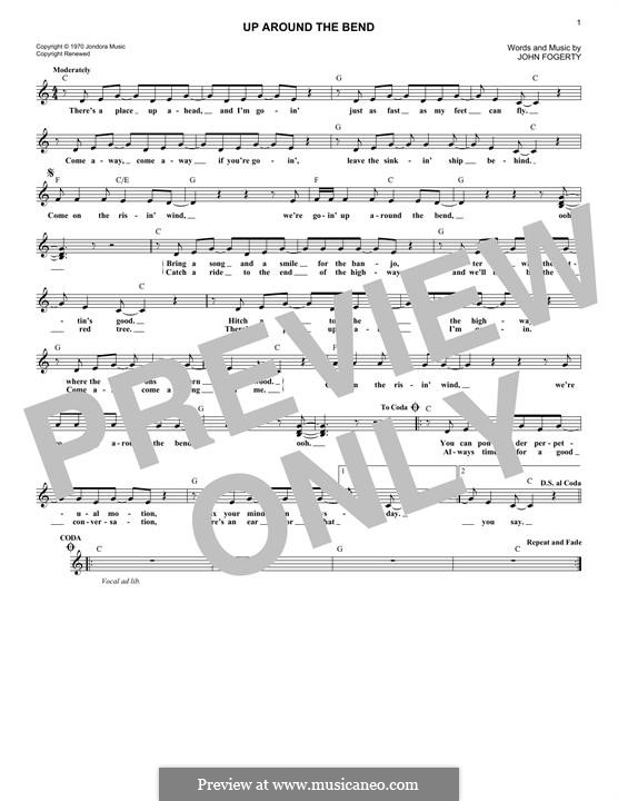 Up Around the Bend (Creedence Clearwater Revival): Melody line by John C. Fogerty