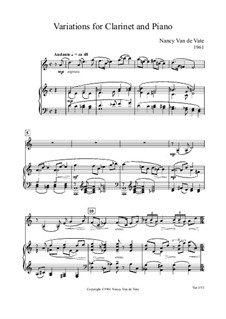 Variations for Clarinet and Piano: Score by Nancy Van de Vate