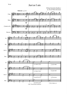 7 Songs of Glory for wind quartet: Just as I am by Robert Lowry, William Howard Doane, Charles Wesley, Jr., William Batchelder Bradbury, Charles Hutchinson Gabriel, Edwin Othello Excell, Daniel B. Towner