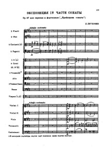 Sonata for Violin and Piano No.9 'Kreutzer', Op.47: Movement I (exposition), for orchestra by Ludwig van Beethoven