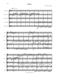 Details: For clarinet quintet (1 E flat, 2 B flats, 1 Alto, 1 Bass) by David W Solomons