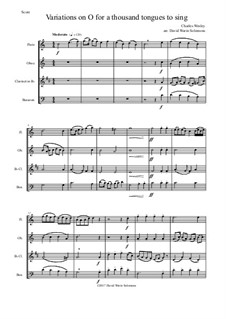 O for a thousand tongues to sing: Variations, for wind quartet by Charles Wesley, Jr.