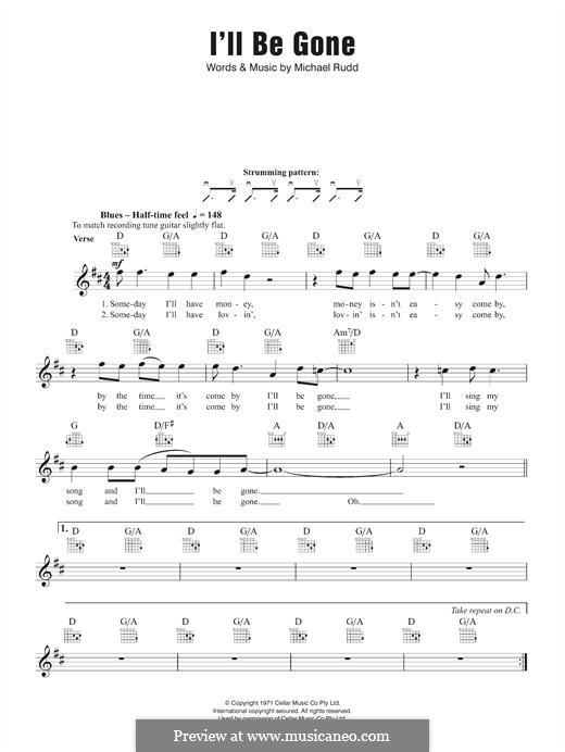 I'll Be Gone (Spectrum): Melody line by Mike Rudd